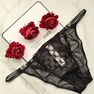 NWT VICTORIA'S SECRET VERY SEXY LOGO EMBROIDERY STRING BIKINI PANTY IN BLACK